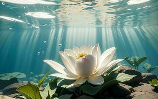 el Exquisito rosado loto florecer sumergido en tranquilidad ai generado foto