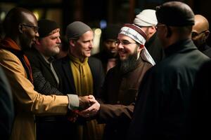 interreligioso diálogo demostrando el respeto y comprensión entre diverso religiones ai generativo foto