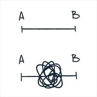 Tangle of lines. Chaotic messy clew. Simplifying the complex. Unraveling the path. Psychological concept of solving mental problems vector