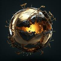 Abstract sphere background in gold and black photo