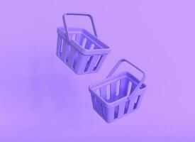 3d empty shopping baskets in fall in realistic style. 3d rendering photo