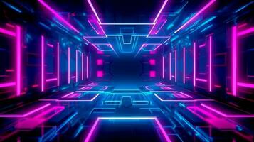 Abstract futuristic cyber tech neon background - generative ai photo