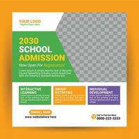 School admission social media post template vector