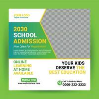 School admission social media post template vector