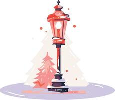 Hand Drawn Christmas electricity pole in flat style vector