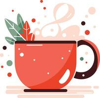 Hand Drawn Christmas coffee mug in flat style vector