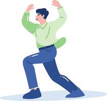 Hand Drawn happy man dancing in flat style vector