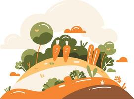 Hand Drawn fruit growing in the ground in flat style vector