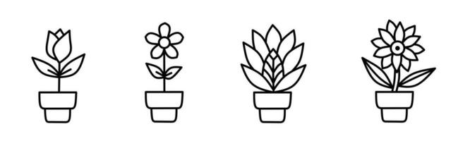 Flower in potted icon template. Stock vector illustration.