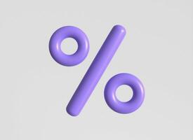 shiny 3d percentage icon in minimalistic cartoon style. sales concept with percentage discount. 3d render isolated on white background. photo