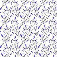 Delicate pattern with branches in purple colors. Delicate pattern with botanical elements. Vector illustration drawn by hand in simple Scandinavian doodle cartoon style. Background of branches.