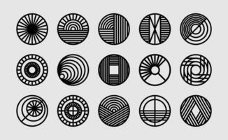 Set of abstract line circle logo design. Modern technology line circle brand. vector