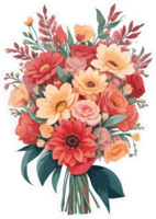 Valentine Flowers Bouquet Water Color Illustration AI Generative png
