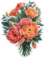 Valentin fleurs bouquet autocollant ai génératif png