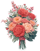 valentine blommor bukett vattenfärg illustration med ai generativ png