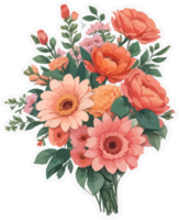 Valentine Flowers Bouquet Sticker with AI Generative png