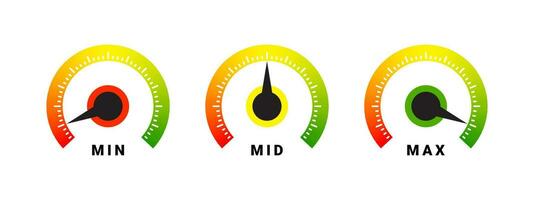 Risk Gauge Scale. Performance indicator. Dashboard sign. Vector scalable graphics