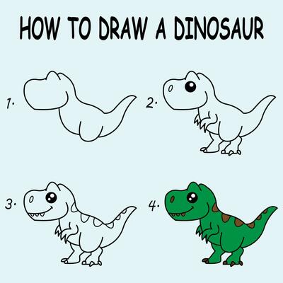 How to Draw Dinosaurs for Kids: Easy Step by Step Drawing Book for Kids 6-8 - Learn How to Draw Simple Dinos [Book]