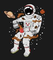 astronauta hacer un café vector