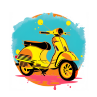 färgrik vespa motorcykel transparent bakgrund ai generativ png