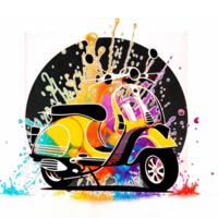 colorida vespa motocicleta transparente fundo ai generativo png