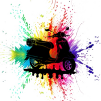 Colorful Vespa Motorcycle Transparent Background Ai Generative png