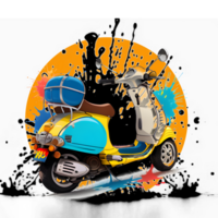 Colorful Vespa Motorcycle Transparent Background Ai Generative png