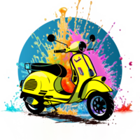 Colorful Vespa Motorcycle Transparent Background Ai Generative png