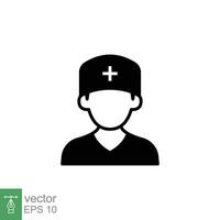 enfermero icono. sencillo sólido estilo. médico asistente, masculino, hombre, médico, doctor, salud, medicamento, hospital concepto. negro silueta, glifo símbolo. vector aislado en blanco antecedentes. eps.