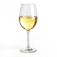 Glass of white wine side view isolated on a white background photo