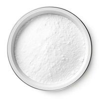 Baking soda top view isolated on white background photo