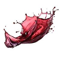 Red wine abstract splash shape on white background photo