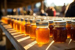 miel a un agricultores mercado foto
