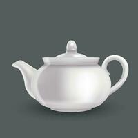 Realistic Detailed 3d White Ceramic Teapot Empty Template. Vector