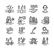 Hair Loss Sign Thin Line Icon Set. Vector