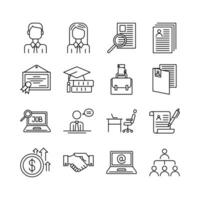 CV Sign Black Thin Line Icon Set. Vector