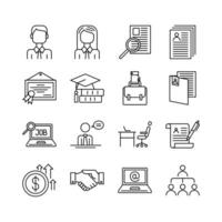 CV Sign Black Thin Line Icon Set. Vector