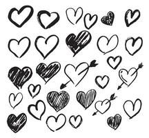 Heart Sign Black Thin Line Icon Set. Vector