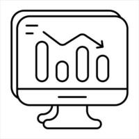 graph decrease line icon design style vector