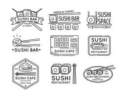 Japanese Food Label Badge Sign Set Concept. Vector