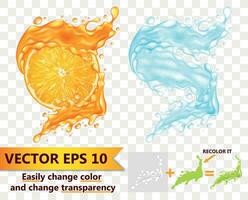 Realistic Detailed 3d Juice and Water Splashes Set. Vector