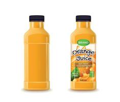 Realistic Detailed 3d Orange Juice Plastic Bottle and Empty Template Set. Vector