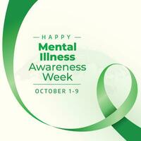 mental illness awareness week design template good for celebration. flat ribbon design. green ribbon design. banner template. eps 10. vector