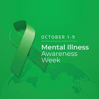 mental illness awareness week design template good for celebration. flat ribbon design. green ribbon design. banner template. eps 10. vector