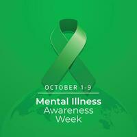 mental illness awareness week design template good for celebration. flat ribbon design. green ribbon design. banner template. eps 10. vector
