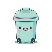 Cute trash can. Vector illustration in cartoon style isolated on white background