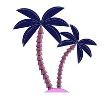 Exotic coconut trees flat line color isolated vector object. Decorative palm tree. Editable clip art image on white background. Simple outline cartoon spot illustration for web design