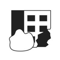 Abandoned broken house monochrome flat vector object. Damages after disaster. Editable black and white thin line icon. Simple cartoon clip art spot illustration for web graphic design