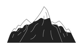 Snow covered mountain monochrome flat vector object. Nature. Mountain slope. Editable black and white thin line icon. Simple cartoon clip art spot illustration for web graphic design