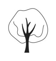 Decorative park tree monochrome flat vector object. Leaves and branches. Editable black and white thin line icon. Simple cartoon clip art spot illustration for web graphic design